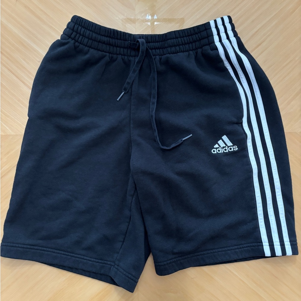Adidas Black Shorts with White Stripes